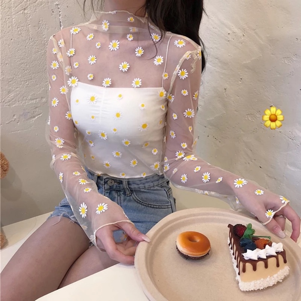 Women Korean Style Mesh Top